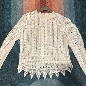 Never Worn! White Lace Long sleeve Top